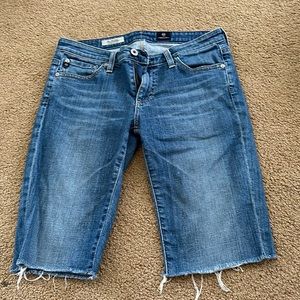 longer knee length or mid thigh jean shorts